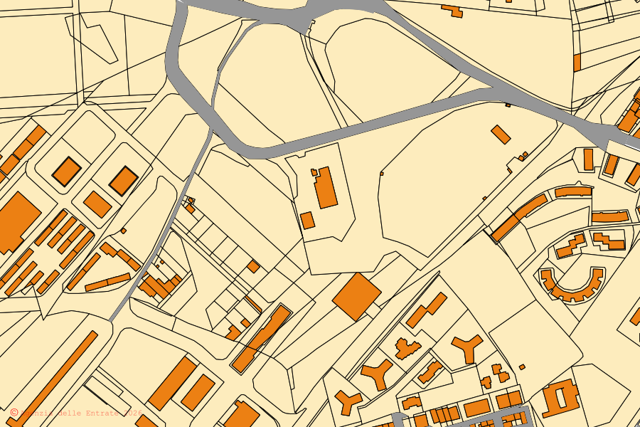 Mappa catastale del centro di Lavello: particelle e fabbricati, cartografia Agenzia delle Entrate