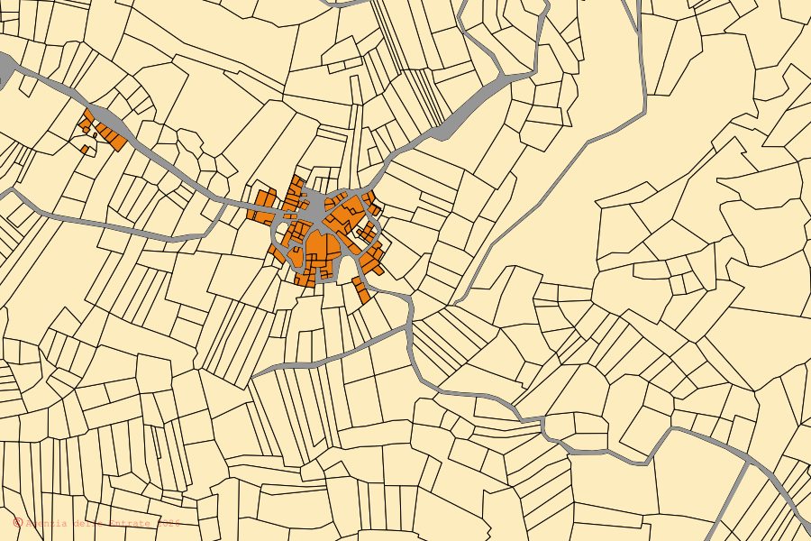 Mappa catastale del centro di Lecce nei Marsi: particelle e fabbricati, cartografia Agenzia delle Entrate