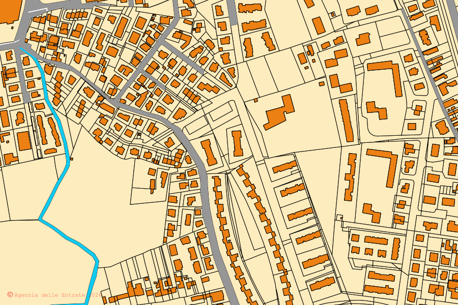 Mappa catastale del centro di Legnago: particelle e fabbricati, cartografia Agenzia delle Entrate