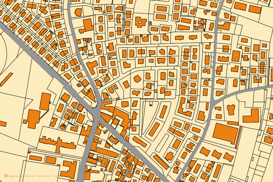 Mappa catastale del centro di Legnaro: particelle e fabbricati, cartografia Agenzia delle Entrate