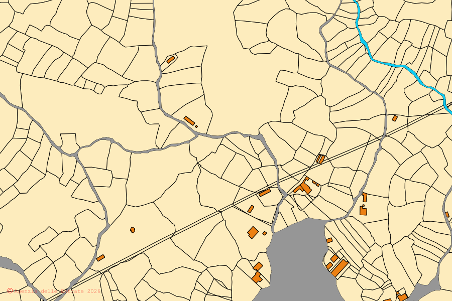 Mappa catastale del centro di Lei: particelle e fabbricati, cartografia Agenzia delle Entrate