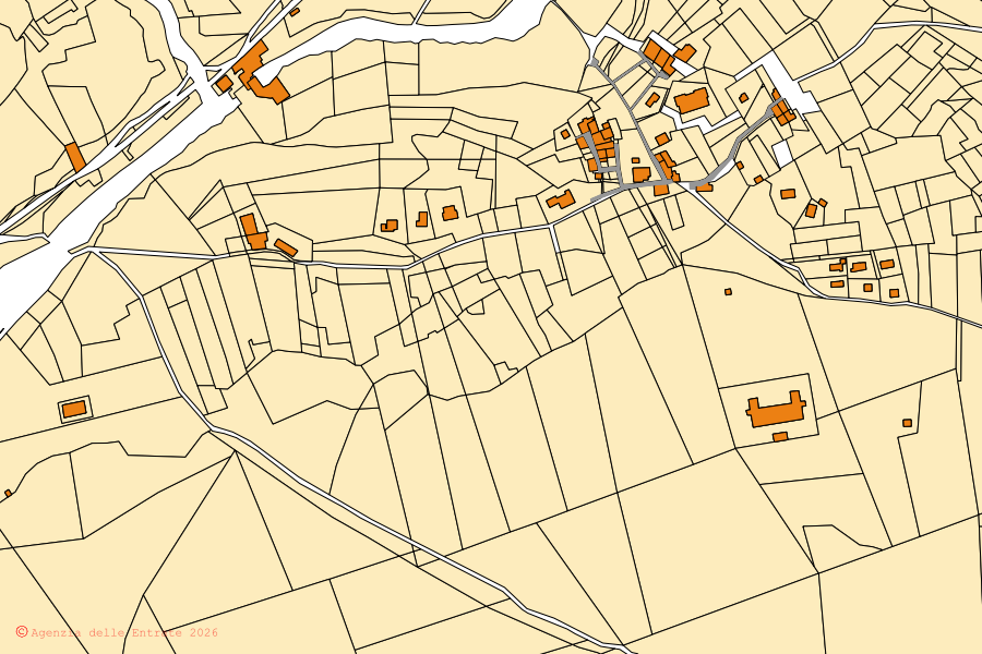 Mappa catastale del centro di Lenna: particelle e fabbricati, cartografia Agenzia delle Entrate