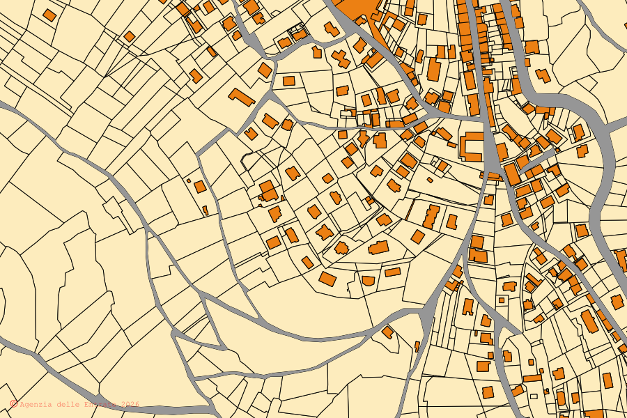Mappa catastale del centro di Lenola: particelle e fabbricati, cartografia Agenzia delle Entrate