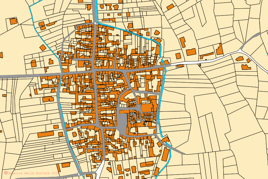 Mappa catastale del centro di Lenta: particelle e fabbricati, cartografia Agenzia delle Entrate