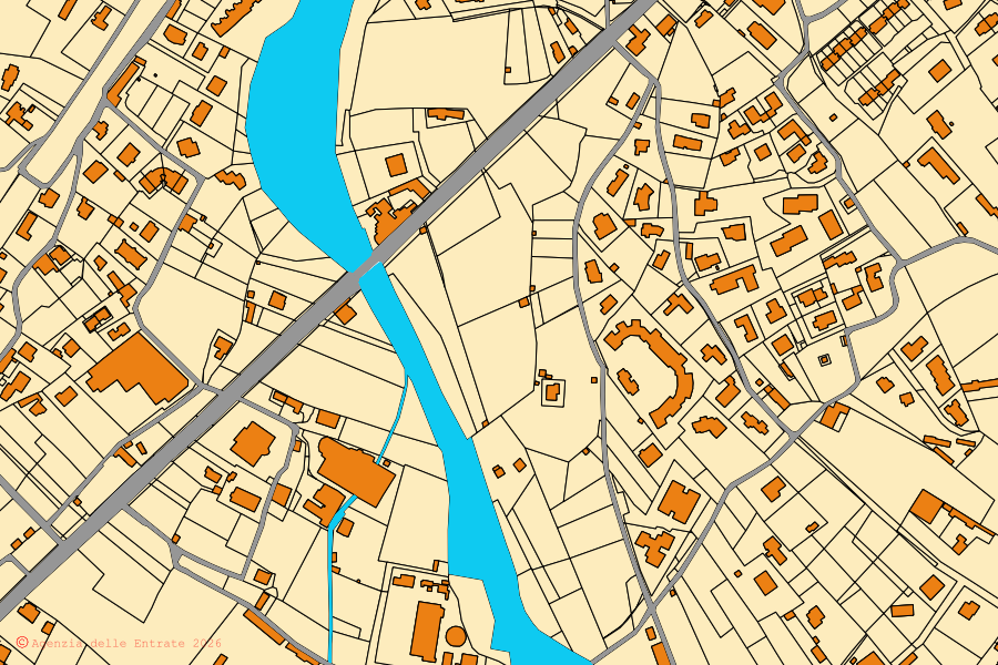 Mappa catastale del centro di Lesa: particelle e fabbricati, cartografia Agenzia delle Entrate