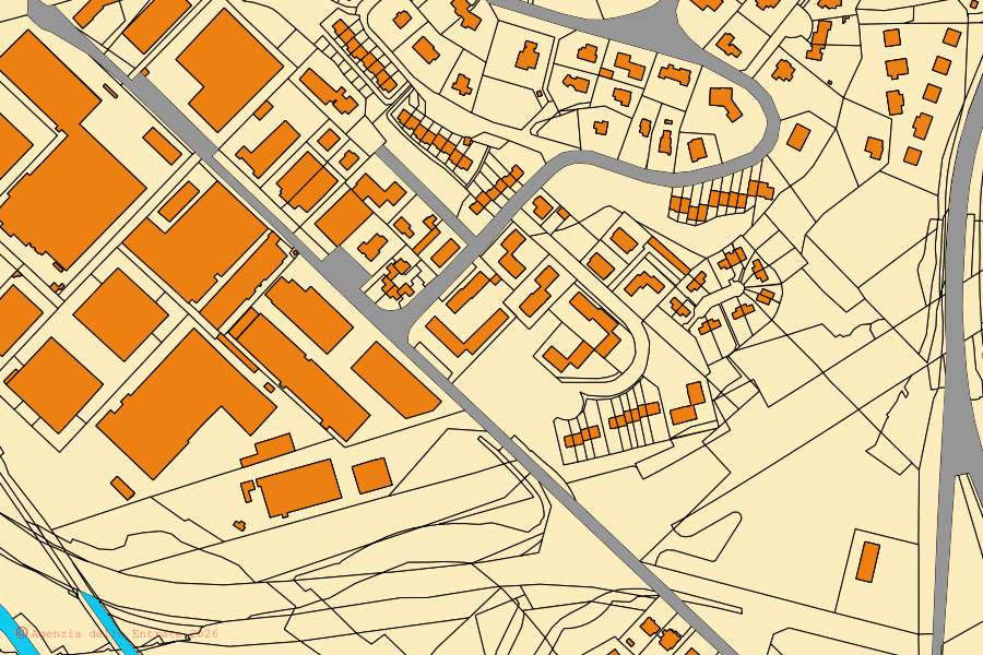 Mappa catastale del centro di Lesmo: particelle e fabbricati, cartografia Agenzia delle Entrate
