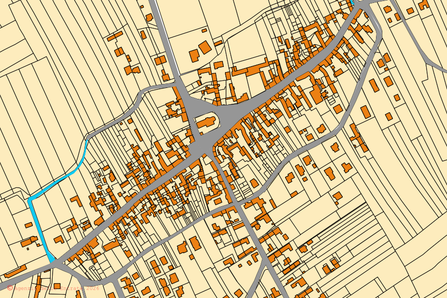 Mappa catastale del centro di Lestizza: particelle e fabbricati, cartografia Agenzia delle Entrate