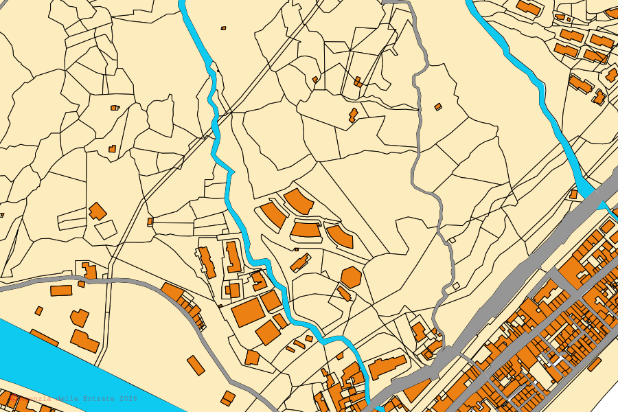 Mappa catastale del centro di Letojanni: particelle e fabbricati, cartografia Agenzia delle Entrate