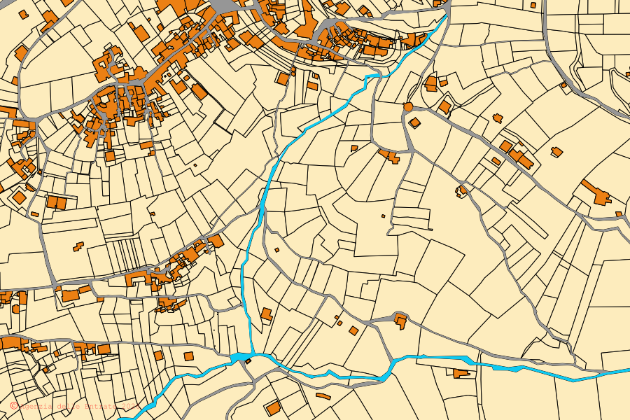 Mappa catastale del centro di Lettere: particelle e fabbricati, cartografia Agenzia delle Entrate
