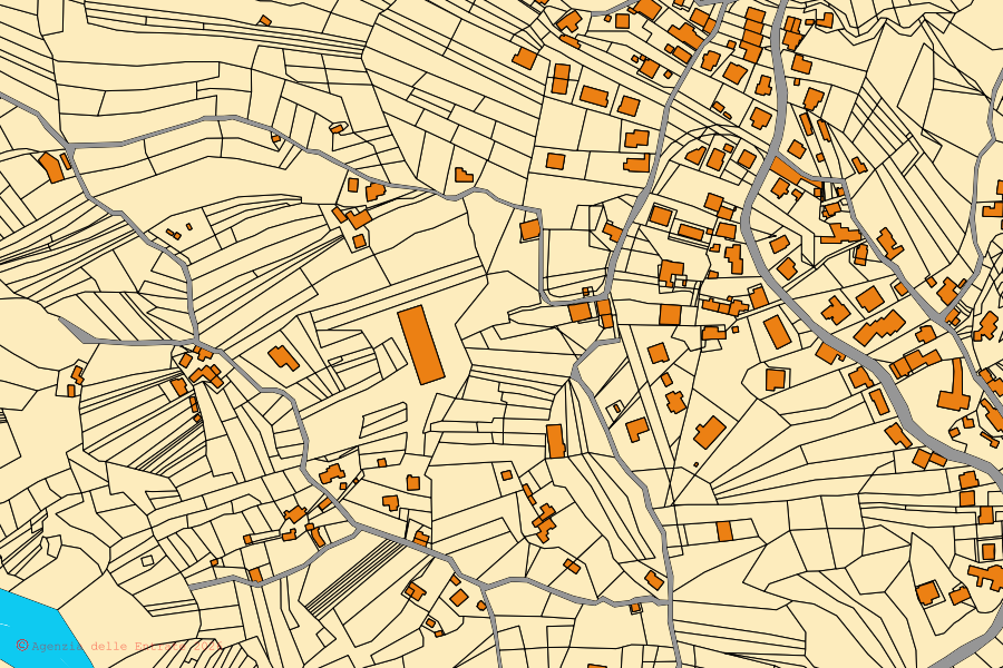 Mappa catastale del centro di Lettomanoppello: particelle e fabbricati, cartografia Agenzia delle Entrate