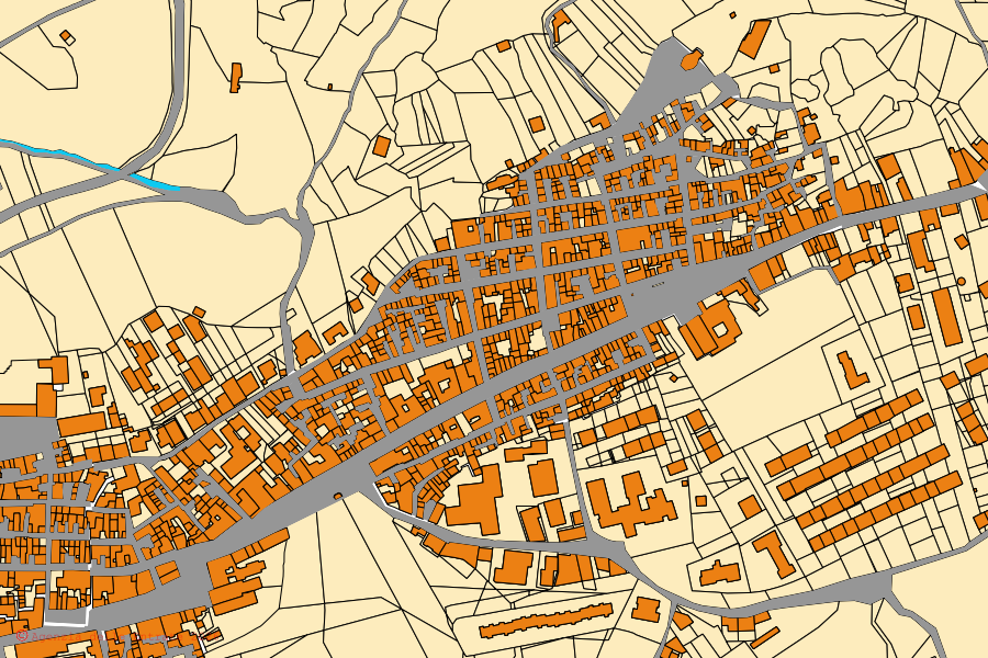 Mappa catastale del centro di Licodia Eubea: particelle e fabbricati, cartografia Agenzia delle Entrate