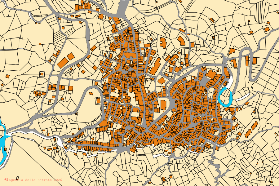 Mappa catastale del centro di Limina: particelle e fabbricati, cartografia Agenzia delle Entrate