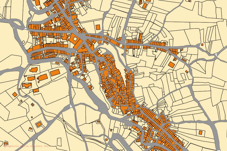 Mappa catastale del centro di Limosano: particelle e fabbricati, cartografia Agenzia delle Entrate