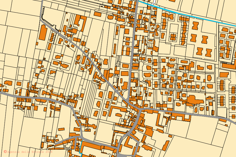 Mappa catastale del centro di Linarolo: particelle e fabbricati, cartografia Agenzia delle Entrate