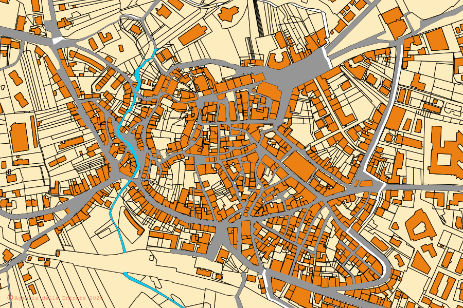 Mappa catastale del centro di Lioni: particelle e fabbricati, cartografia Agenzia delle Entrate