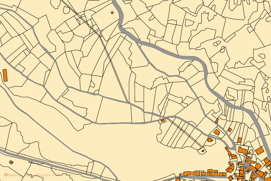 Mappa catastale del centro di Liscia: particelle e fabbricati, cartografia Agenzia delle Entrate