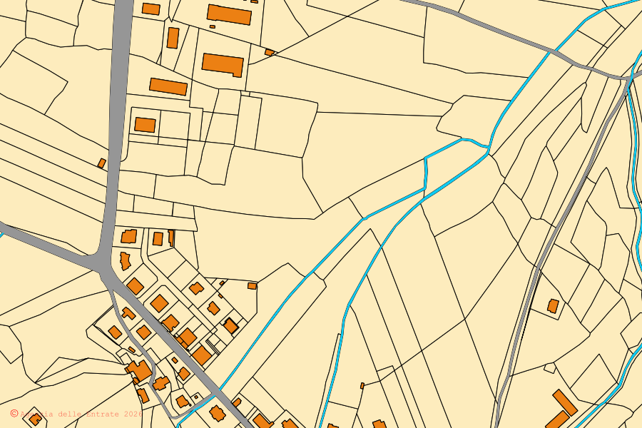 Mappa catastale del centro di Lisciano Niccone: particelle e fabbricati, cartografia Agenzia delle Entrate