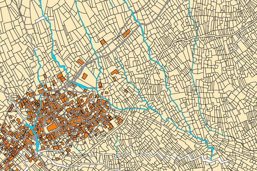 Mappa catastale del centro di Livo: particelle e fabbricati, cartografia Agenzia delle Entrate