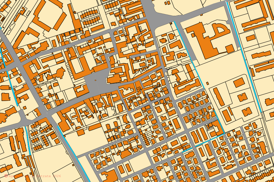 Mappa catastale del centro di Locate di Triulzi: particelle e fabbricati, cartografia Agenzia delle Entrate