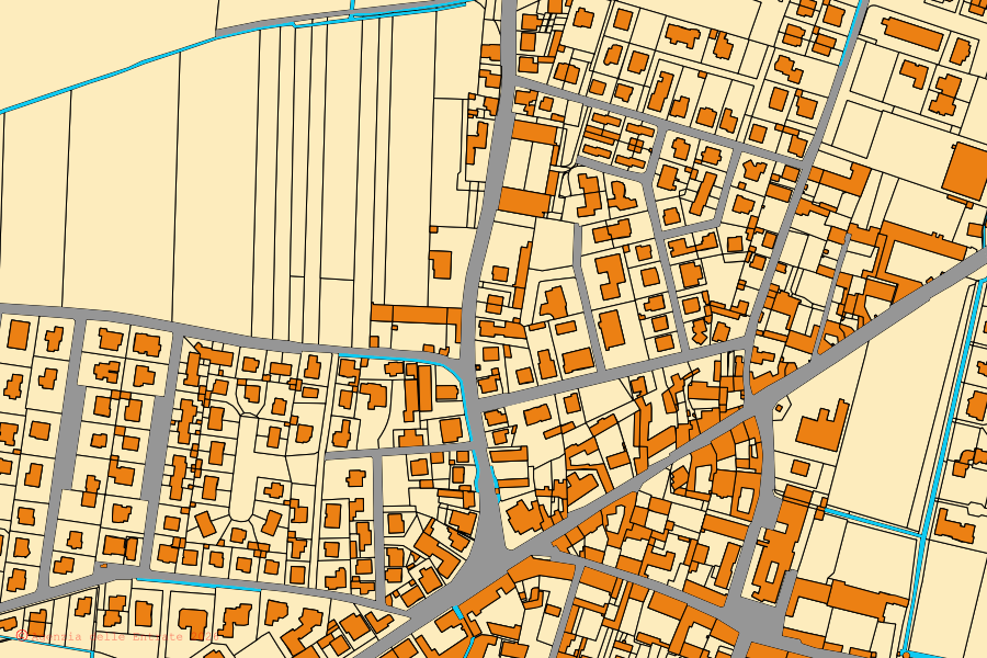 Mappa catastale del centro di Lograto: particelle e fabbricati, cartografia Agenzia delle Entrate