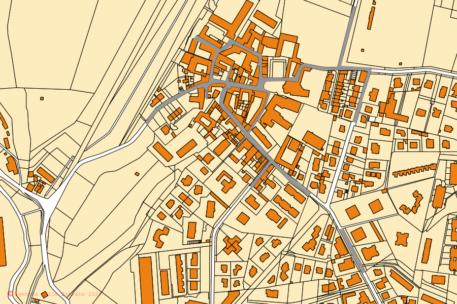 Mappa catastale del centro di Lomagna: particelle e fabbricati, cartografia Agenzia delle Entrate