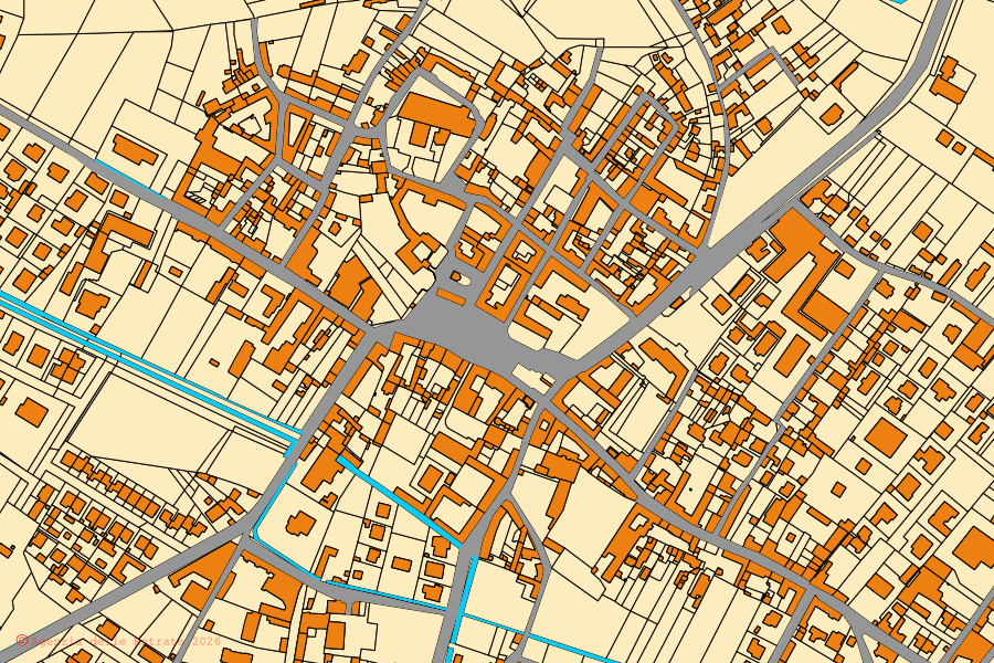 Mappa catastale del centro di Lomello: particelle e fabbricati, cartografia Agenzia delle Entrate