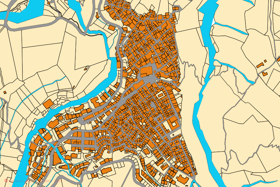 Mappa catastale del centro di Longobucco: particelle e fabbricati, cartografia Agenzia delle Entrate