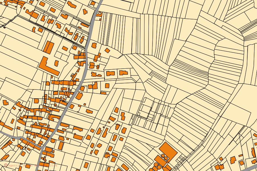 Mappa catastale del centro di Loranzè: particelle e fabbricati, cartografia Agenzia delle Entrate