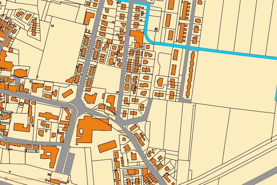 Mappa catastale del centro di Loreo: particelle e fabbricati, cartografia Agenzia delle Entrate
