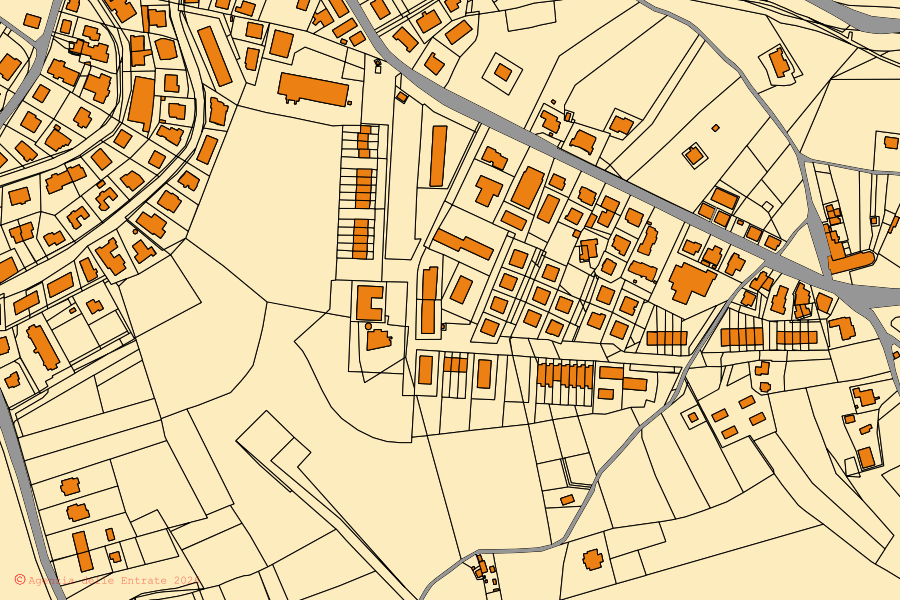 Mappa catastale del centro di Loreto Aprutino: particelle e fabbricati, cartografia Agenzia delle Entrate
