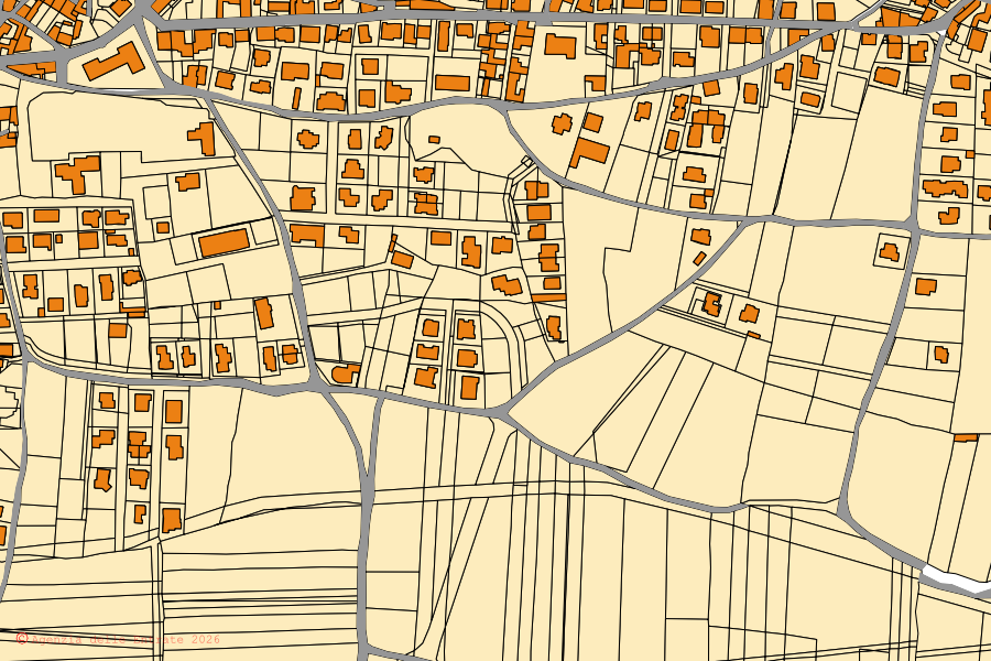 Mappa catastale del centro di Lotzorai: particelle e fabbricati, cartografia Agenzia delle Entrate