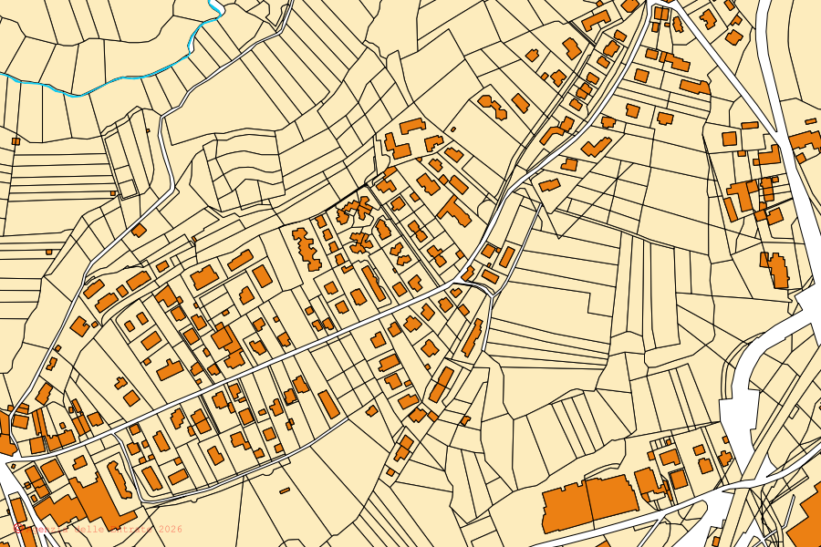 Mappa catastale del centro di Lozza: particelle e fabbricati, cartografia Agenzia delle Entrate