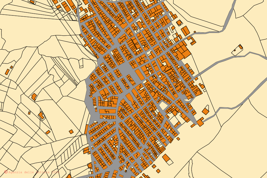 Mappa catastale del centro di Lucca Sicula: particelle e fabbricati, cartografia Agenzia delle Entrate