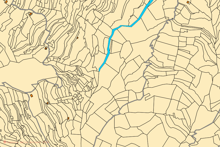 Mappa catastale del centro di Lucinasco: particelle e fabbricati, cartografia Agenzia delle Entrate