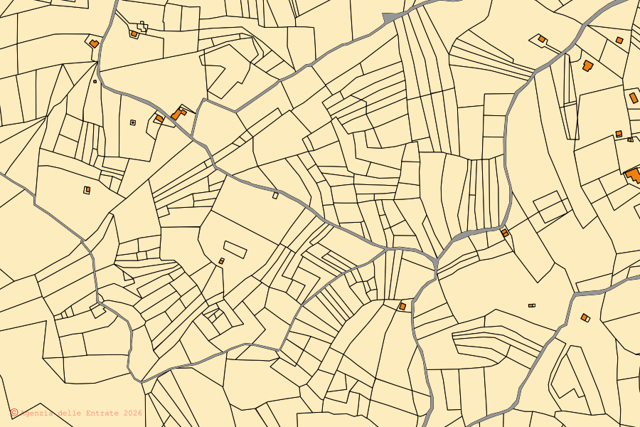Mappa catastale del centro di Lucito: particelle e fabbricati, cartografia Agenzia delle Entrate