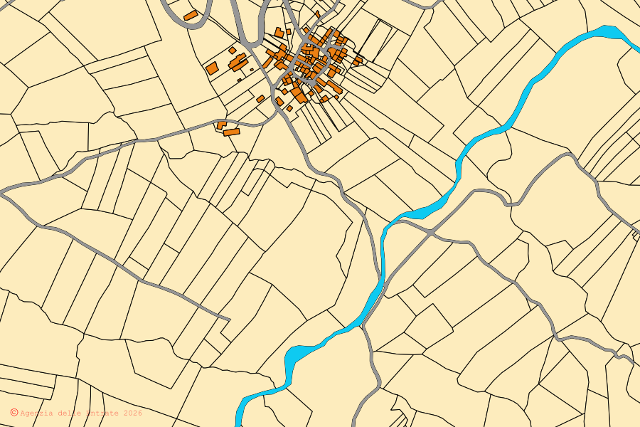 Mappa catastale del centro di Lugagnano Val d'Arda: particelle e fabbricati, cartografia Agenzia delle Entrate