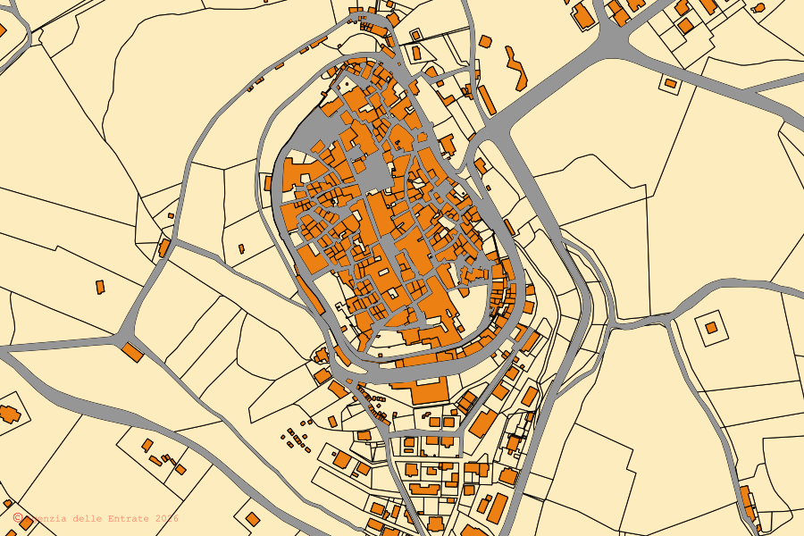 Mappa catastale del centro di Lugnano in Teverina: particelle e fabbricati, cartografia Agenzia delle Entrate