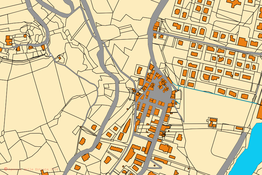 Mappa catastale del centro di Lunano: particelle e fabbricati, cartografia Agenzia delle Entrate