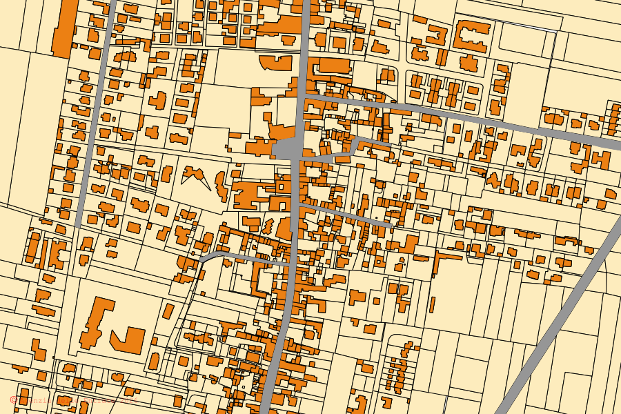 Mappa catastale del centro di Lungavilla: particelle e fabbricati, cartografia Agenzia delle Entrate