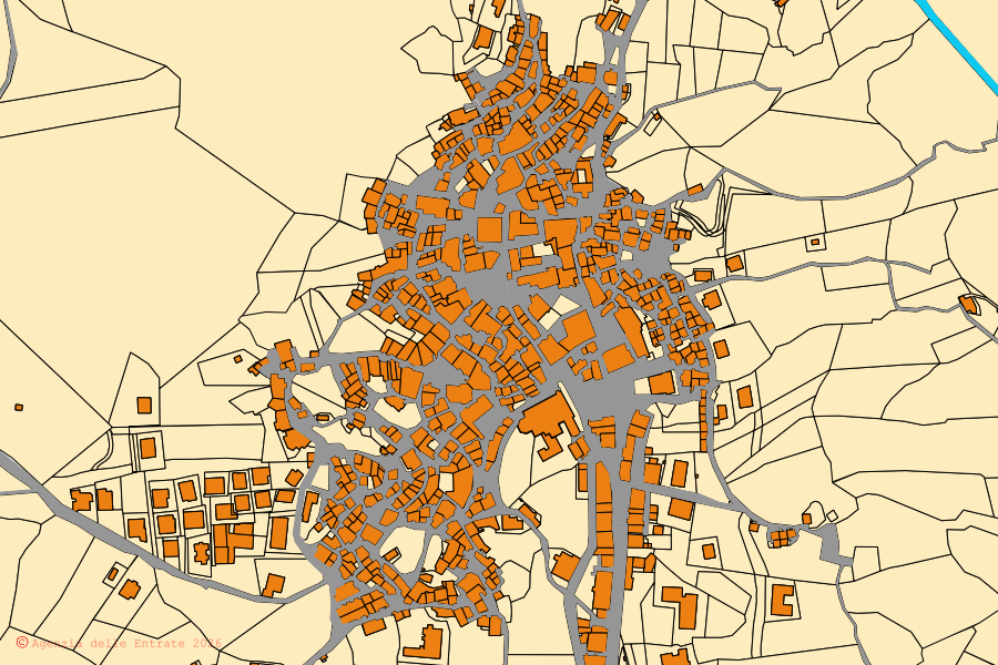 Mappa catastale del centro di Lungro: particelle e fabbricati, cartografia Agenzia delle Entrate