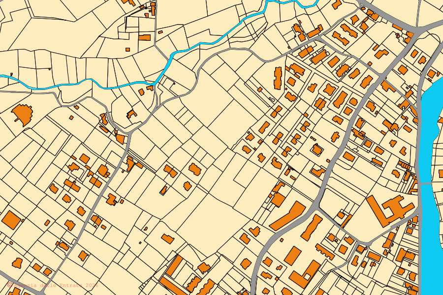 Mappa catastale del centro di Luni: particelle e fabbricati, cartografia Agenzia delle Entrate