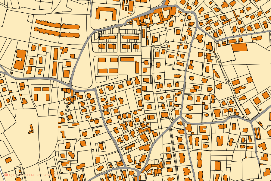 Mappa catastale del centro di Lurago d'Erba: particelle e fabbricati, cartografia Agenzia delle Entrate