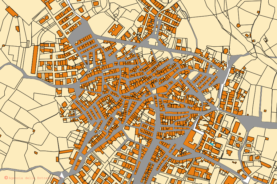 Mappa catastale del centro di Luras: particelle e fabbricati, cartografia Agenzia delle Entrate