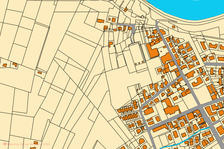 Mappa catastale del centro di Lusia: particelle e fabbricati, cartografia Agenzia delle Entrate