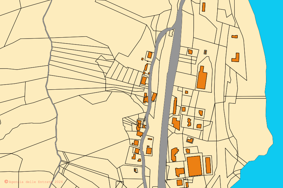 Mappa catastale del centro di Lustra: particelle e fabbricati, cartografia Agenzia delle Entrate