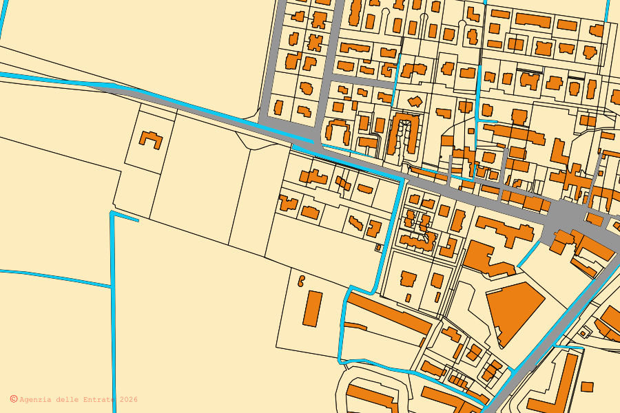 Mappa catastale del centro di Maclodio: particelle e fabbricati, cartografia Agenzia delle Entrate