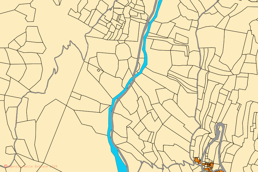 Mappa catastale del centro di Macra: particelle e fabbricati, cartografia Agenzia delle Entrate
