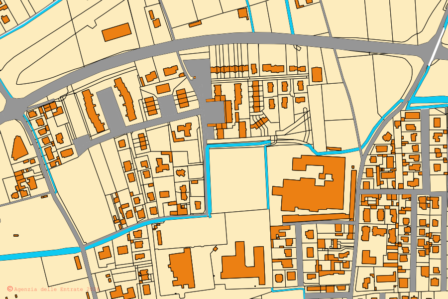 Mappa catastale del centro di Magenta: particelle e fabbricati, cartografia Agenzia delle Entrate