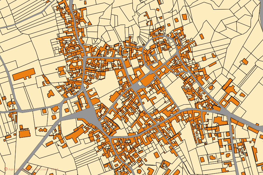 Mappa catastale del centro di Maggiora: particelle e fabbricati, cartografia Agenzia delle Entrate