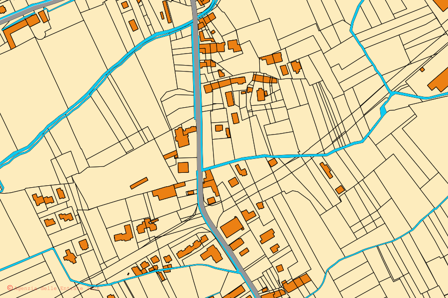 Mappa catastale del centro di Magliano Alpi: particelle e fabbricati, cartografia Agenzia delle Entrate